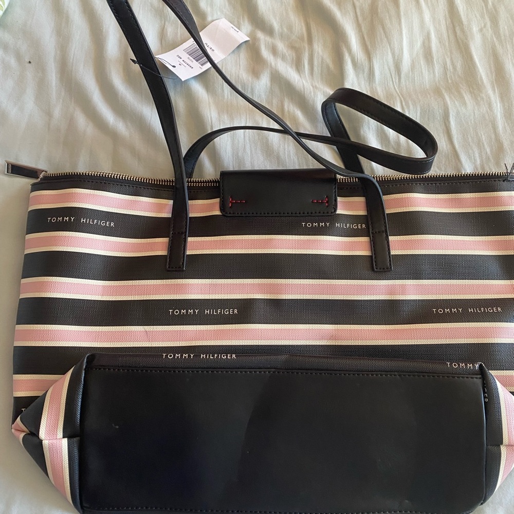 Tommy Hilfiger tote, pink and navy blue